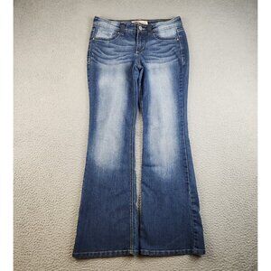 L.E.I. Jeans Women's Jr 7 Sophia Hipster Flare Blue Denim Pants Stretch Bootcut